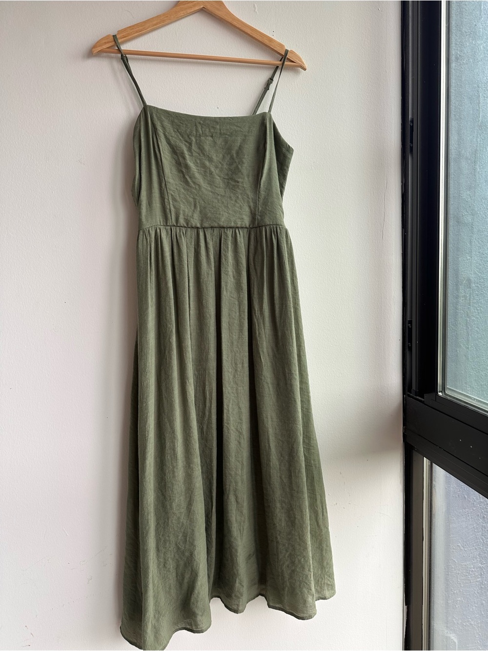 Women's Olive Green A-Line Dress - Picture 7 of 11